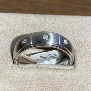Mens size 10 wedding band / cobalt and natural diamond